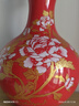 悦灵美 景德镇陶瓷器中国红花瓶摆件中式酒柜装饰品客厅书房插花工艺品 中国红牡丹赏瓶 实拍图