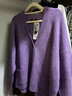 优衣库女装舒芙蕾针织短开衫/外套空调衫通勤478339 73 青紫色 2XL /165/100B 实拍图