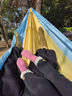 原始人吊床户外露营加厚防侧翻成人降落伞布双人秋千室内露营夏季便携 蓝黄拼色大号-赠绑带+登山扣 实拍图