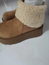 JIOESC厚底雪地靴女冬季加绒翻领短靴增高新款加厚保暖松糕勃肯棉鞋加绒 驼色37码 实拍图