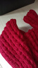 百搭韩版针织毛线红色围巾女2024圣诞冬季高级感新年礼物情侣围脖 针织围巾-酒红色-1个装-保暖 1 实拍图