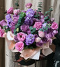 冉子花坊鲜花速递粉玫瑰抱抱桶向日葵花篮生日礼物送女友爱人同城配送 爱的抱抱紫色 实拍图