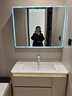 九牧优选浴室柜陶瓷一体盆卫生间蜂窝铝合金洗手洗脸洗漱台面盆组合柜 90CM卡其色全封智能镜柜+陶瓷一体盆 送货上门包安装 实拍图