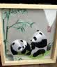 礼来蓉城蜀绣双面熊猫刺绣摆件中国特色礼物送老外出国交流成都伴手礼纪念 蜀绣-原木竹子熊猫（JD发货） 实拍图