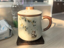 津盼汝窑陶瓷茶杯个人专用高端茶水分离杯带盖带把手泡茶壶办公室家用 汝窑茶杯+胡桃木杯垫 实拍图
