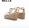 百丽（Belle）度假风休闲凉鞋女商场同款编织跛跟凉鞋D8T1DBL5 米白 34 (220mm) 实拍图