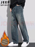 JEEP SPIRIT吉普牛仔裤男阔腿秋冬季休闲裤子男士直筒宽松加绒加厚男装长裤 实拍图