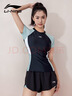 李宁（LI-NING）泳衣女士分体式两件套游泳衣温泉显瘦游泳装备 0921 黑灰 XXL 实拍图