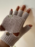 笙格儿毛线手套女秋冬季学生写字骑行针织保暖翻盖半指手套冬天户外女士 实拍图