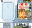 欣美雅（xinmeiya）可微波炉加热玻璃饭盒上班带饭专用保鲜碗保温便当盒学生餐盒 【岩蓝】长两隔 1020ml 实拍图