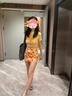 梵昇昱泳衣女橘色辣妹比基尼四件套度假泳装绝美性感女士温泉游泳衣女 比基尼四件套【黄色小花】 均码 建议【70-120斤】 实拍图