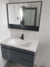 恋派浴室柜 陶瓷一体盆卫生间洗脸盆柜组合悬挂式洗漱台智能洗手盆柜 普通镜柜】珠光灰+陶瓷盆 90cm 实拍图