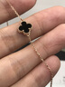 詹米  18k真金手链女四叶草AU750玫瑰金黄金白贝母黑玛瑙红玉髓 18K玫瑰金（彩金） 黑玛瑙 实拍图