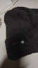 CACUSS纯羊毛毛线帽子男士秋冬加厚保暖护耳帽大头围套头针织帽黑深灰 实拍图