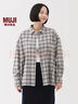 MUJI女式 法兰绒 衬衫式夹克女外套外衣 25年冬季女装 上衣 BC2POA5A 灰色格纹 S （155/80A） 实拍图