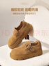 百丽厚底保暖毛毛鞋女2025冬新二层牛皮复古勃肯鞋JD009DM5 灰单里 40 实拍图