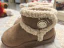 B.Duck小黄鸭童鞋儿童棉靴冬季男女童宝宝加绒保暖毛绒短靴6804棕米27 实拍图