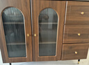 柚耀餐边柜一体靠墙现代简约餐厅茶水柜厨房收纳柜法式胡桃色藤编斗柜 【长虹玻璃款胡桃】120cmA餐边柜 实拍图