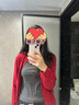优衣库女装纽花圆领针织开衫/毛衣外套空调衫通勤秋冬新款481477 16 红色 XL 实拍图
