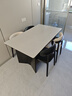 晨巢实木岩板餐桌椅家用小户型饭桌诧寂风长方形西餐桌简约餐厅家具 抗菌哑光纯白+黑色桌脚+全黑羊角椅 1.4米 一桌四椅【全托底板】 实拍图