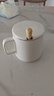 传旗陶瓷马克杯带勺盖咖啡杯牛奶杯早餐杯办公杯男女茶杯描金白400ml 实拍图