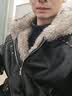 至唯美式黑色连帽座山雕皮衣外套棉服男冬季加绒加厚痞帅毛领棉衣夹克 黑色 XL 【推荐125-145斤】 实拍图