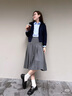 优衣库女装绒面针织喇叭中裙/半身裙裙子481434 06 铅灰色 M /160/68A 实拍图