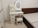 左印 梳妆台轻奢卧室北欧现代简约小户型化妆桌一体网红化妆桌子 【四抽带灯+凳子】暖白80*40cm 组装（自己安装） 实拍图