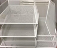 得力(deli)多功能金属网材组合式文件框 书立桌面收纳盒置物架带笔筒 三层文件盘 PB103白  实拍图