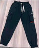 头号青年工装裤子男秋冬季潮牌宽松胖子运动加肥大码男装休闲裤男 黑 5XL 实拍图