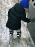 保姆鹅  【风墙】儿童羽绒服宝宝中长款护脸加厚外套保暖童装[NG2664] 炭黑 100 实拍图
