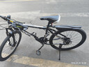 EG7山地自行车成人学生变速越野单车双减震赛车26寸青少年男女 辐条【升级减震 轻量铝架】黑白 26寸21速【适合：160-180CM】 实拍图