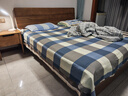 云瑾100%纯棉床单单件学生宿舍单人被单全棉斜纹格子 夏日速写蓝 150cm*220cm 适用于1.2米床 实拍图