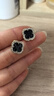 精致小巧迷你四叶草耳钉春季高级感2025新款百搭耳环气质通勤耳饰 黑色 实拍图