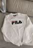 FILA FUSION斐乐潮牌情侣款男女套头卫衣春季宽松针织上衣加绒保暖 浮云灰花灰-MG 2XL 实拍图