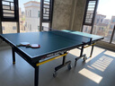 双鱼（DOUBLE FISH）专业乒乓球桌标准比赛训练室内家用训练球桌可折叠式乒乓球台案子 226G 有轮22MM面板/墨绿台面/可折叠移动 实拍图