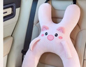 儿童车载睡觉神器后排汽车汽车抱枕孩子坐车睡枕安全带固定防勒脖 粉粉呆萌猪（母婴材质_可机洗) 实拍图