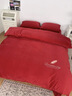 雅鹿刺绣牛奶绒四件套珊瑚绒被套床单单双人学生宿舍被罩床笠床上用品 轻羽-中国红【暖绒温眠】 1.8m 床单款 四件套-被套200*230cm 实拍图