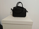 裘真【明星推荐】宽宽包植鞣牛皮休闲斜挎包手提保龄球包女 黑色 实拍图