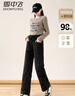 雪中飞羽绒裤女士秋冬保暖加厚时尚潮流休闲阔腿直筒长裤 黑色 180/XXL  实拍图