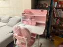 忆瞳儿童学习书桌椅套装 可升降带阅读书架多功能课桌椅家用写字桌 珍藏粉-环保抗醛【三层大书架】 实拍图