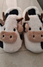 细细条（XIXITIAO）情侣可爱小奶牛棉拖鞋秋冬季男女士居家亲子保暖毛毛拖鞋 全包跟款白色 38-39（适合37-38的脚） 实拍图