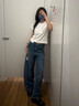 优衣库女装男装宽松廓形牛仔裤/弯刀镰刀裤子479000 482280 479000/69藏青色 27 /160/68A 实拍图