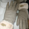 目丸保暖手套女士冬季骑行防寒骑车触屏防风加绒针织秋冬天棉手套可爱 卡其色 默认1 实拍图