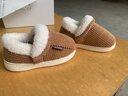 牧童儿童棉拖鞋男冬加绒保暖家居鞋室内软底亲子包跟棉鞋女 栗子棕170 实拍图