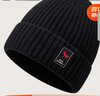 红蜻蜓帽子男士冬季毛线帽加绒保暖棉帽户外骑车防寒防风护耳帽针织冷帽 黑色帽子·加绒防风 实拍图
