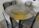 初屋 餐桌 岩板餐桌椅组合现代简约伸缩折叠圆桌家用小户型实木饭桌子 黑灰色-意大利灰岩板-实木椅 1.5m 一桌六椅 实拍图