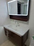 法恩莎陶瓷一体盆浴室柜组合中古风卫生间胡桃木洗手洗脸盆洗漱台卫浴柜 80CM氛围灯主柜+【智能圆弧镜柜】 送货入户 免费包安装 实拍图