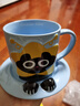炊大皇陶瓷马克杯带碟咖啡水杯高颜值礼物喵汪茶话会430ml（星星蓝喵) 实拍图