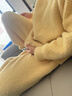 安之伴睡衣女秋冬保暖抗静电半边绒休闲女士家居服可外穿 黄色 女 XL 实拍图